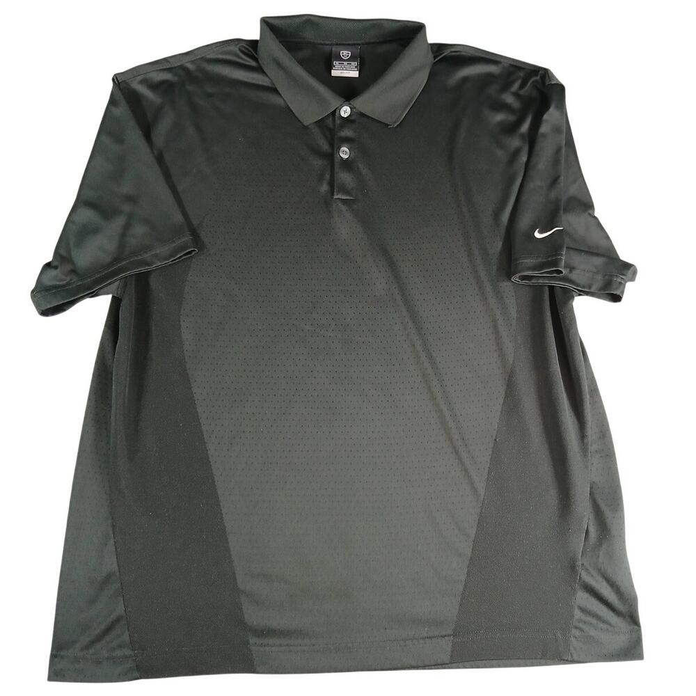 Vintage Nike Golf Polo Shirt Mens XL Black Dri-Fit Activewear Mesh Venting